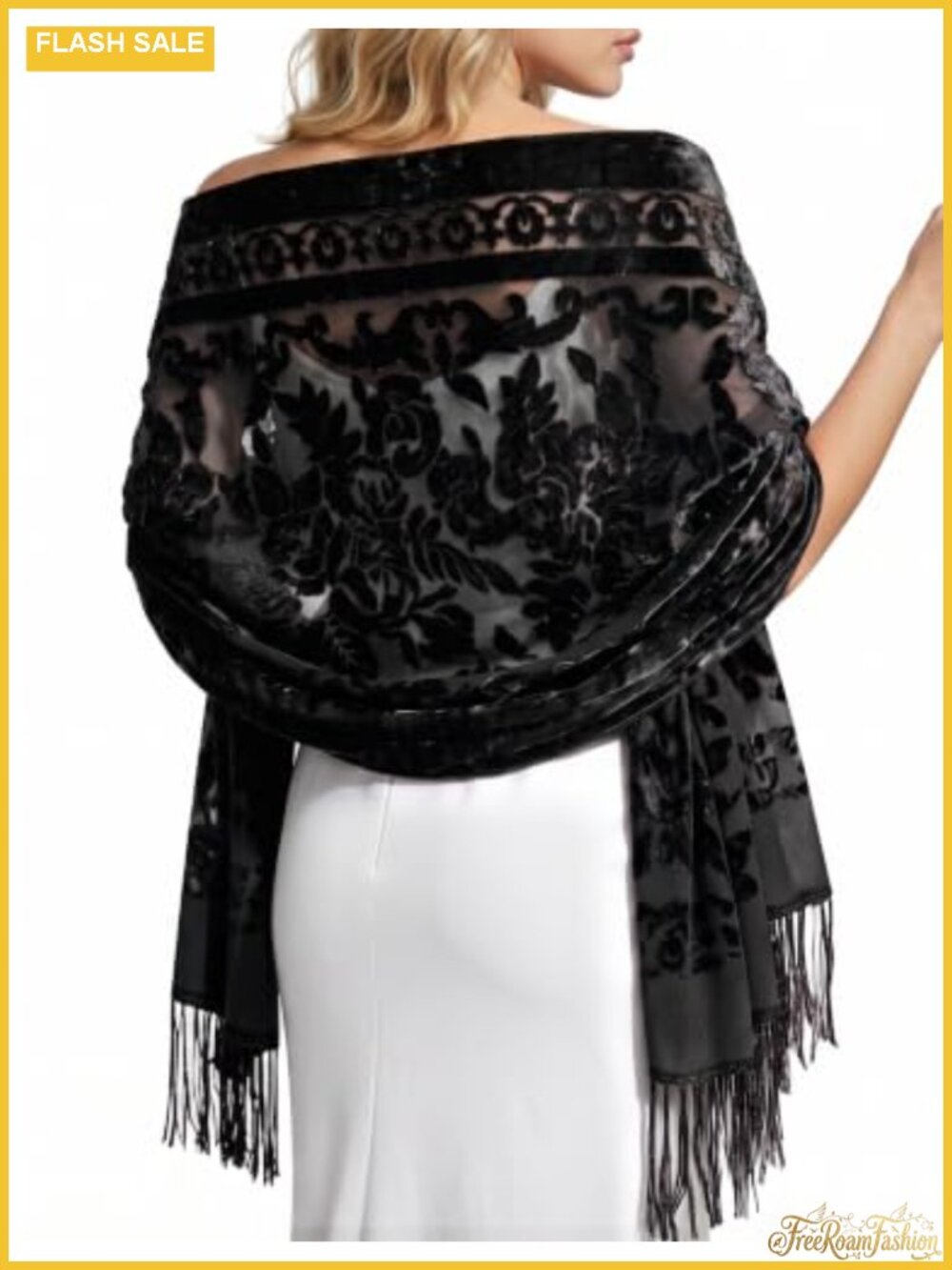 Lace Fringe Velvet Shawl Wrap for Wedding Evening Formal Events